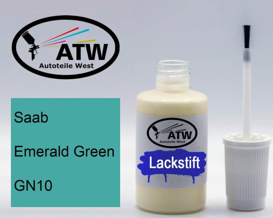 Saab, Emerald Green, GN10: 20ml Lackstift, von ATW Autoteile West.